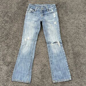 American Eagle Favorite Boyfriend Jeans  Blue Distressed Bootcut